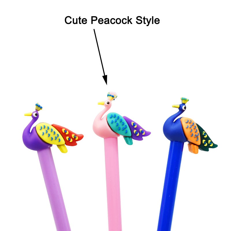 Maydahui 12 PCS Peacock Shaped Rollerball Pens Cute Cartoon Animal Pen Black Gel Ink Smooth Writing for Girls Women Valentine's Day - Image 3